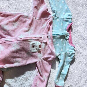 Carter's Baby Girl Footed Pajamas 2-Pack – Fleece Zip-Up Sleepers – Size 6M